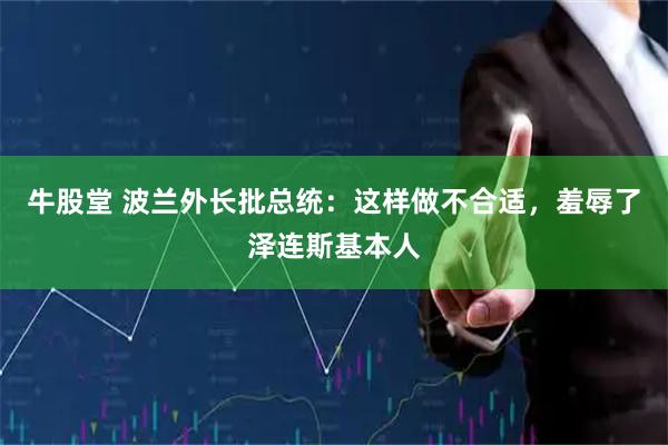 牛股堂 波兰外长批总统：这样做不合适，羞辱了泽连斯基本人