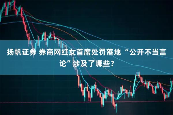 扬帆证券 券商网红女首席处罚落地 “公开不当言论”涉及了哪些？